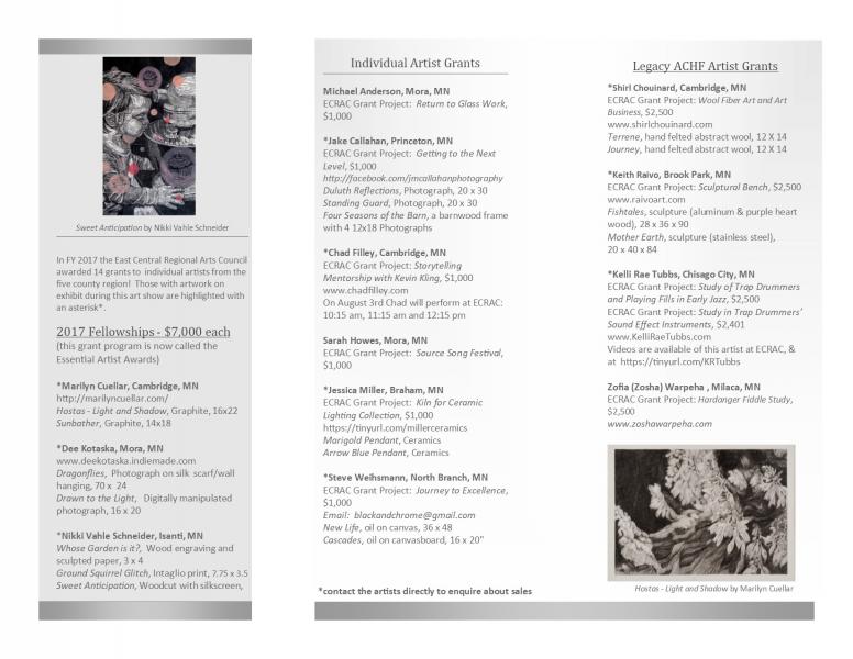 ECRAC Final Grantee Art Show 2018 Brochure