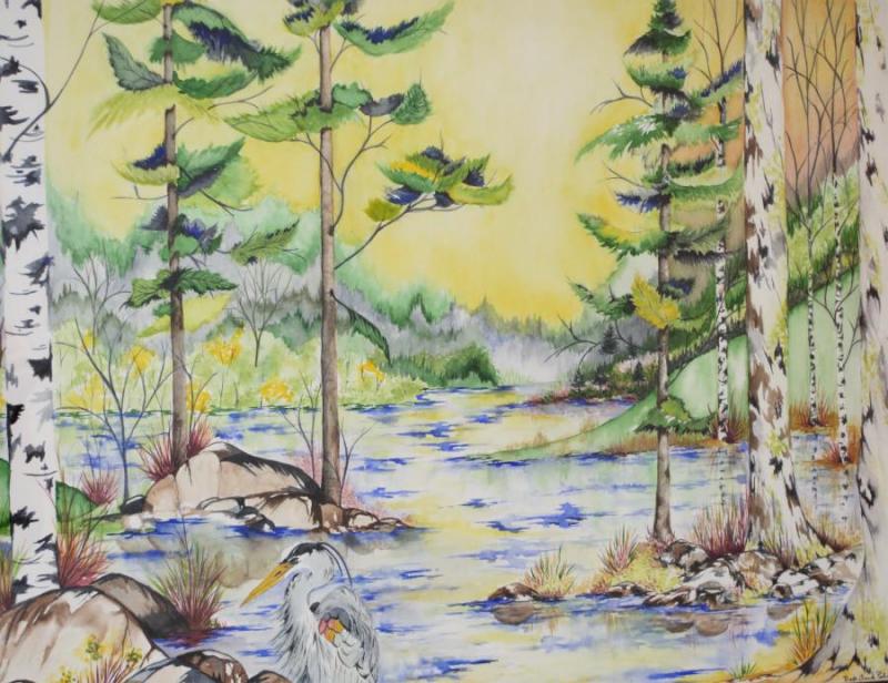 Fall Lake, a watercolor by Beth Anne Palmer of Cambridge, MN