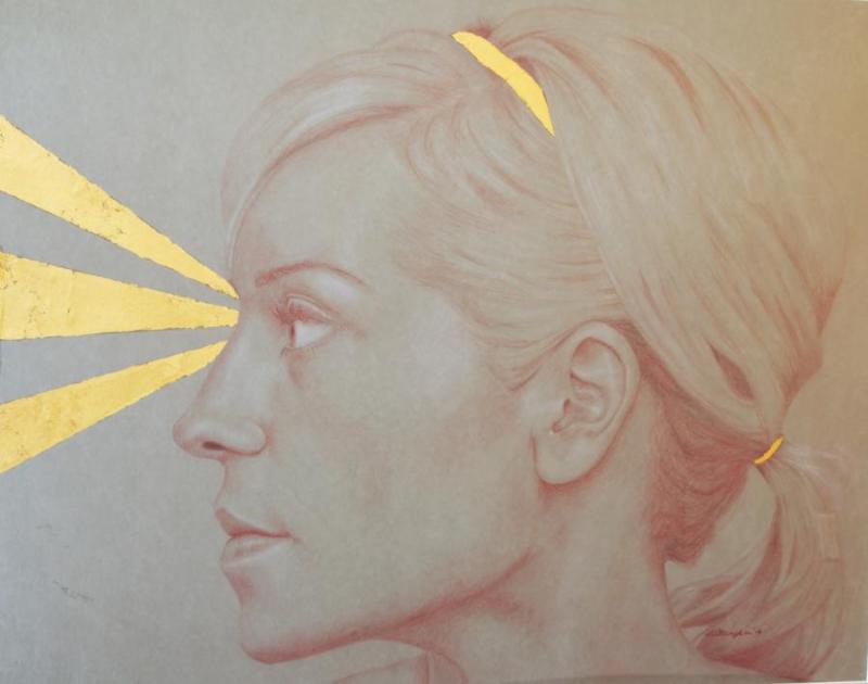 Sight, colored pencil with gold foil by Erica Belkholm of Mora, MN
