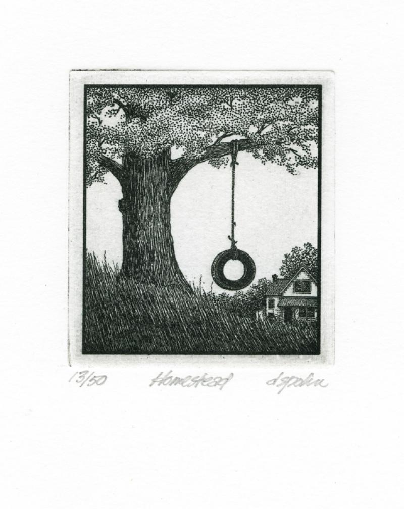 Homestead, solar plate etching