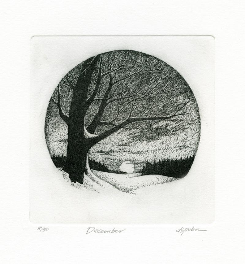 December, solar plate etching