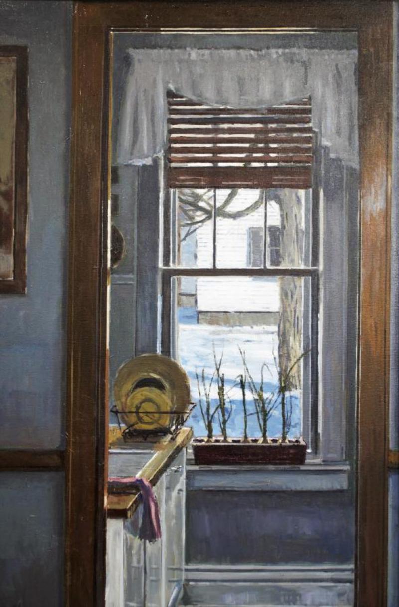 Kitchen Window in Winter, oil on canvas by Fred Anderson of Cambridge, MN