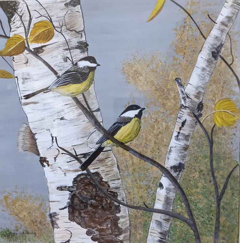 Joyce Wilking Chickadees in Birch Tree - Artistic Merit Award