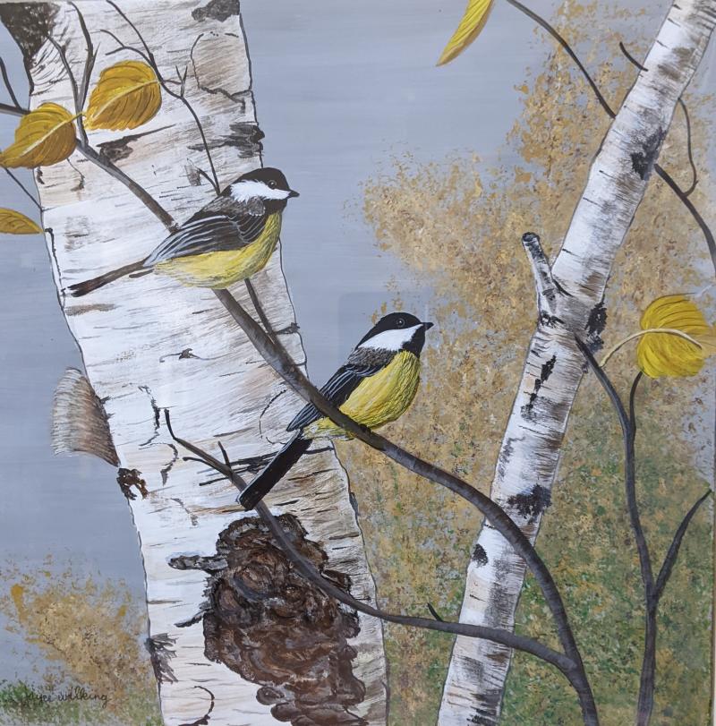 Joyce Wilking Chickadees in Birch Tree  - Artistic Merit Award