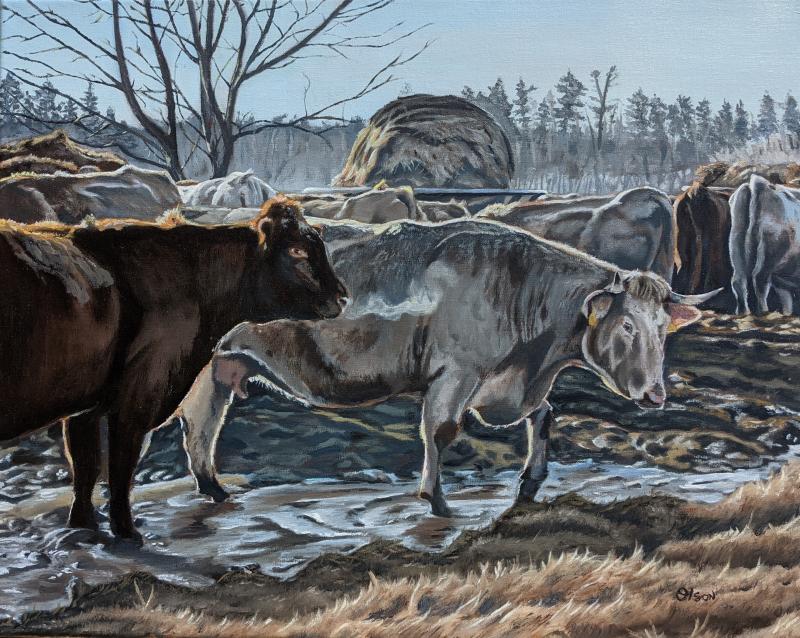 Morning with the Cattle by Robert Olson - Oil paint - Award of Merit