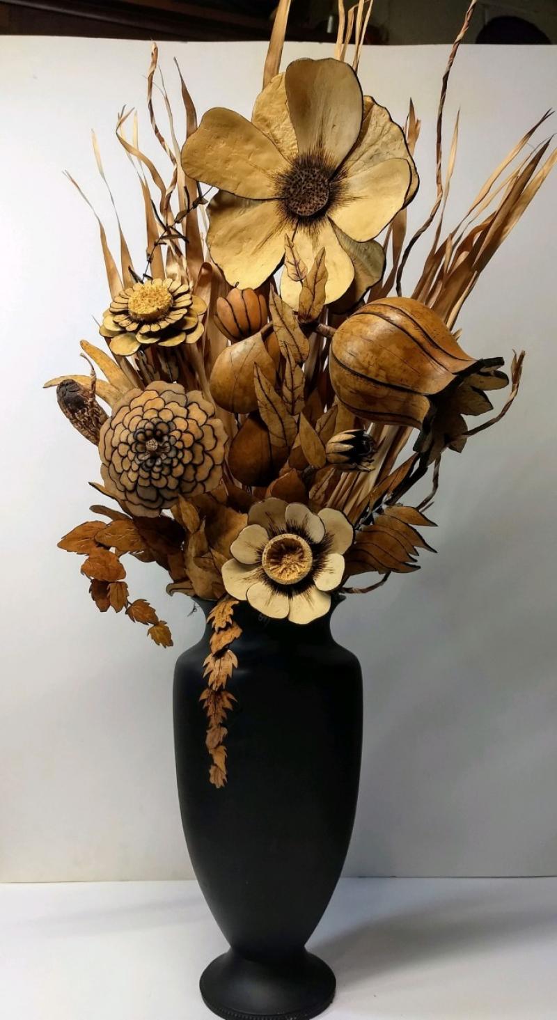 Summer Bouquet by Anita Gislason - Pyrography and gourds - Award of Merit