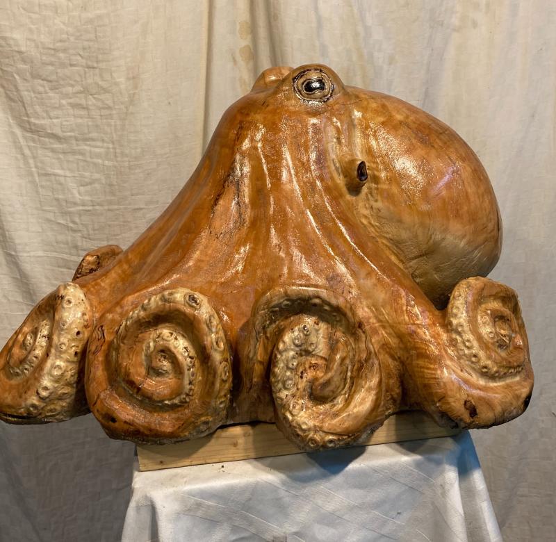 Thadeus Christiansen Octopus wood carving - Artistic Excellence Award