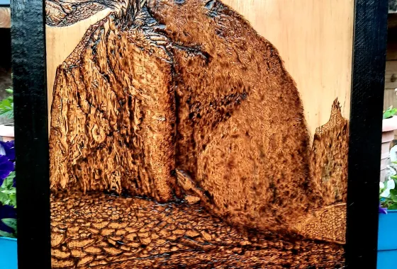 Hidden Within by Cynthia Rue - Wood Burning on wood - Award of Merit