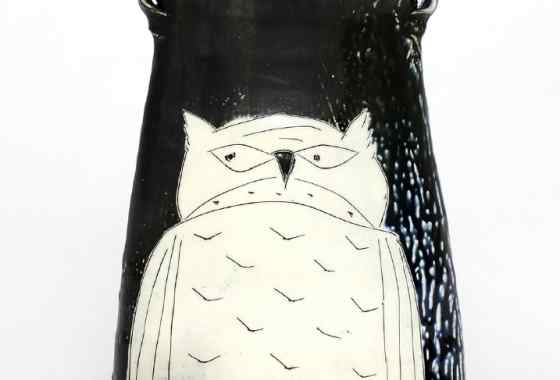 Horned Owl Oval Vase by Matthew Krousey