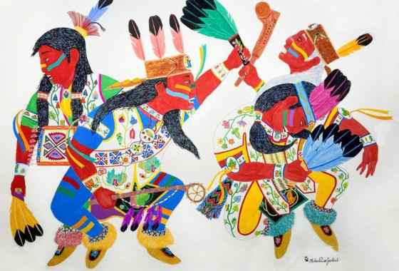 Robert DesJarlait Ojibwe Mitigwaki Niimid (Ojibwe Woodland Dancers) - Artistic Excellence Award