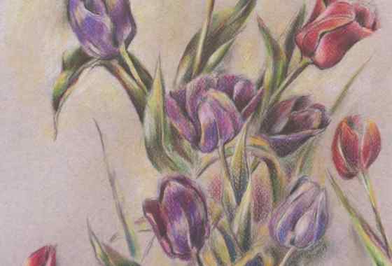 Garden Flowers, mixed media by Yvonne R. Herrmann of Foreston, MN
